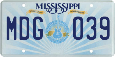 MS license plate MDG039