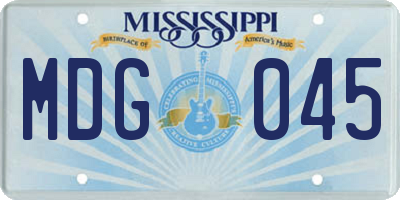 MS license plate MDG045