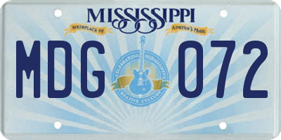 MS license plate MDG072