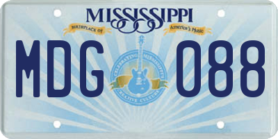 MS license plate MDG088