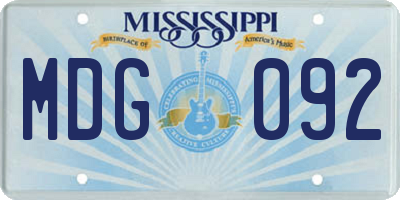 MS license plate MDG092