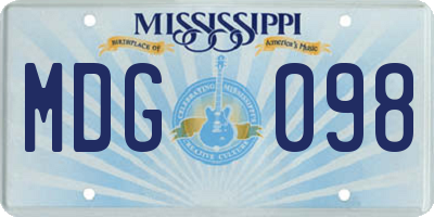 MS license plate MDG098