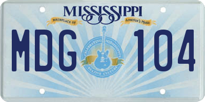 MS license plate MDG104