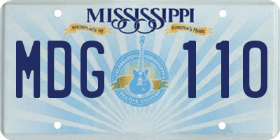 MS license plate MDG110