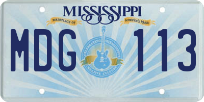 MS license plate MDG113