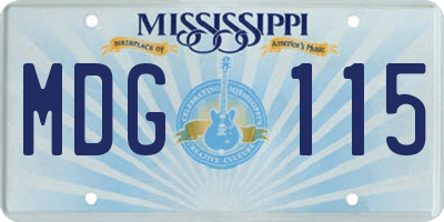 MS license plate MDG115