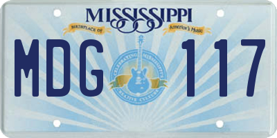 MS license plate MDG117