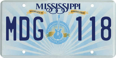 MS license plate MDG118