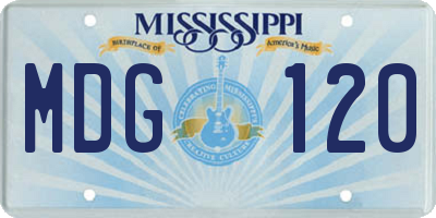 MS license plate MDG120