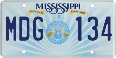 MS license plate MDG134