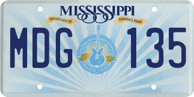 MS license plate MDG135