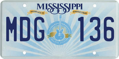 MS license plate MDG136