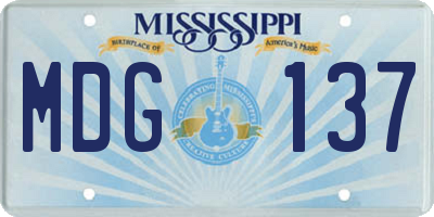 MS license plate MDG137