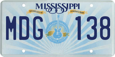 MS license plate MDG138