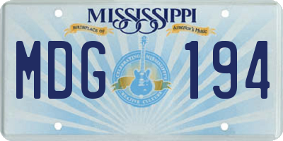 MS license plate MDG194