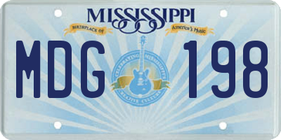 MS license plate MDG198