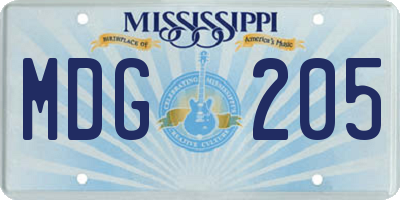 MS license plate MDG205
