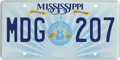 MS license plate MDG207