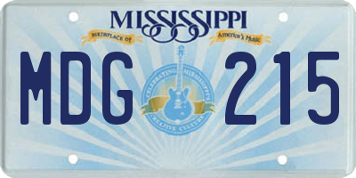 MS license plate MDG215