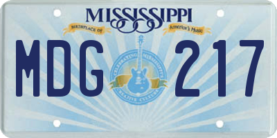 MS license plate MDG217
