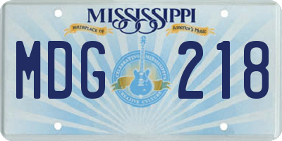 MS license plate MDG218