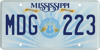MS license plate MDG223