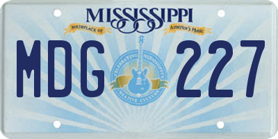 MS license plate MDG227