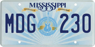 MS license plate MDG230