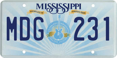 MS license plate MDG231