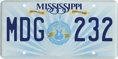 MS license plate MDG232