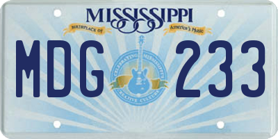 MS license plate MDG233