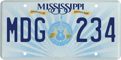 MS license plate MDG234