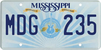 MS license plate MDG235