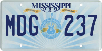 MS license plate MDG237
