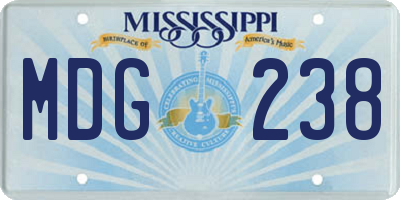 MS license plate MDG238