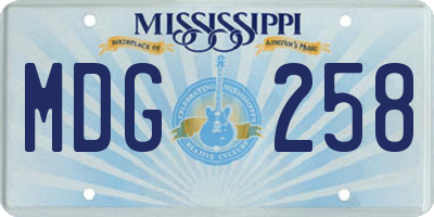 MS license plate MDG258