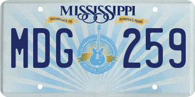 MS license plate MDG259