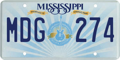 MS license plate MDG274