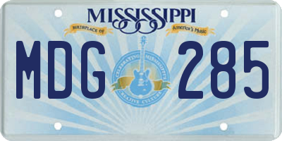 MS license plate MDG285