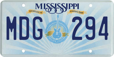 MS license plate MDG294