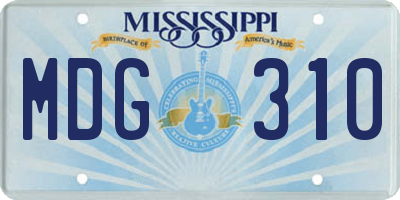 MS license plate MDG310