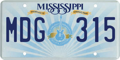 MS license plate MDG315