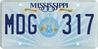 MS license plate MDG317