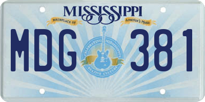 MS license plate MDG381