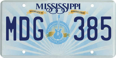MS license plate MDG385