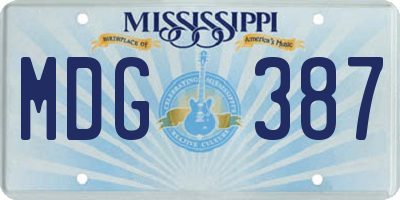 MS license plate MDG387