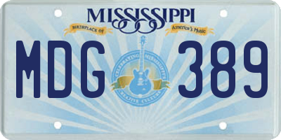 MS license plate MDG389