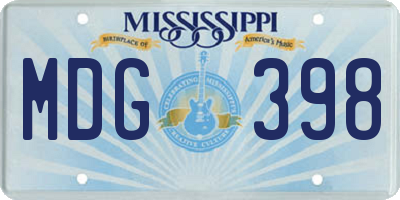 MS license plate MDG398