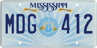 MS license plate MDG412