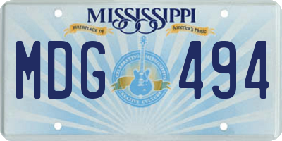 MS license plate MDG494